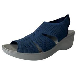 Bzees Double Up Slingback Wedge Sandal 7 Open Sandal Washable Stretch Shoe